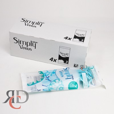 GILLETTE RAZOR SIMPLY VENUS 3CT PACK - 4CT/ DISPLAY